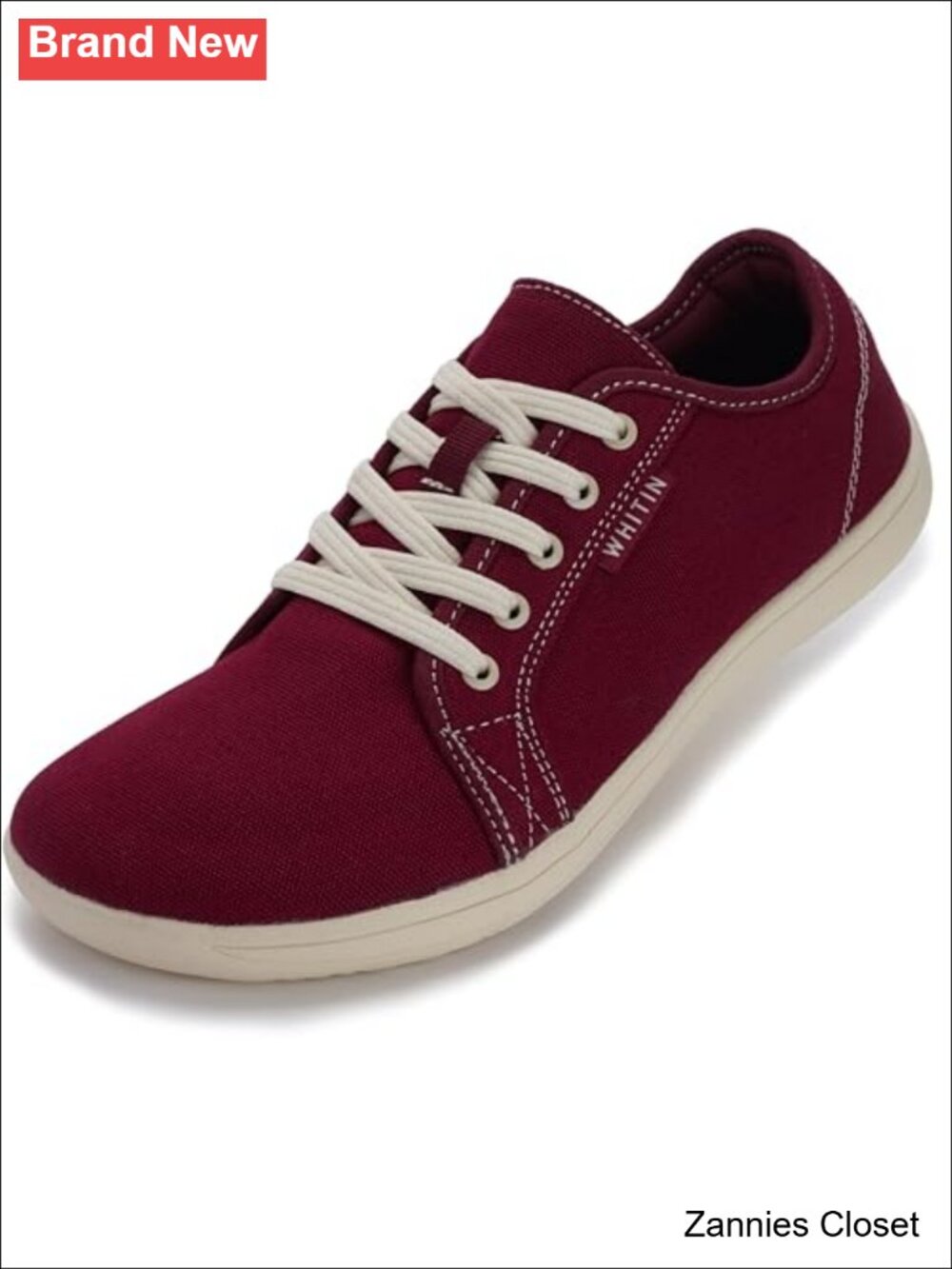 ✨WHITIN Wide Toe Box Canvas Barefoot Sneakers Low Top Lace Up Minimalist